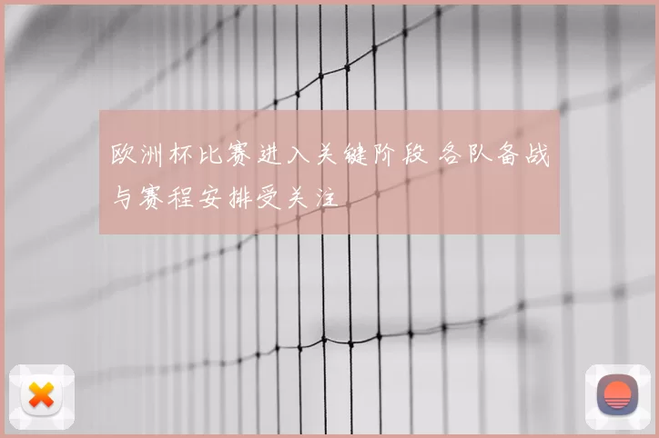 欧洲杯比赛进入关键阶段 各队备战与赛程安排受关注